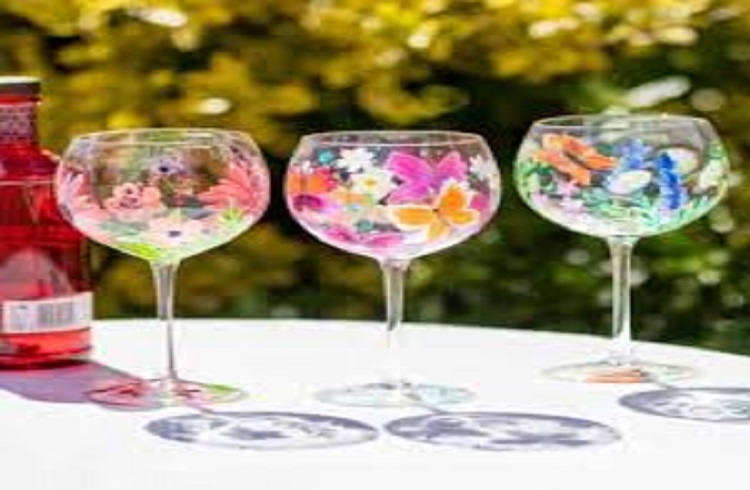 hand painted gin glasses